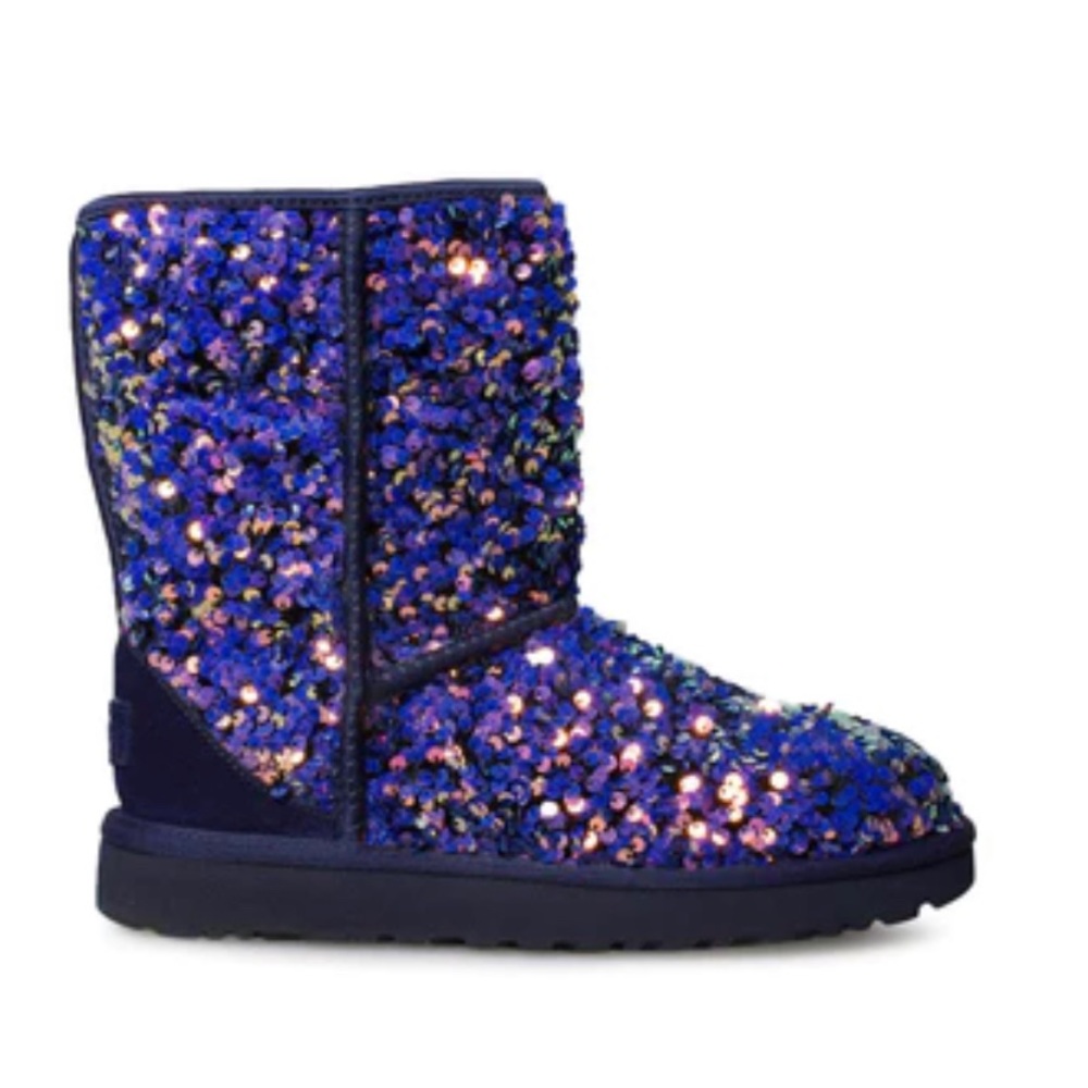 - UGG Classic Short Stellar Sequin "Purple" Women's Boot sz8 - Picture 3 of 5